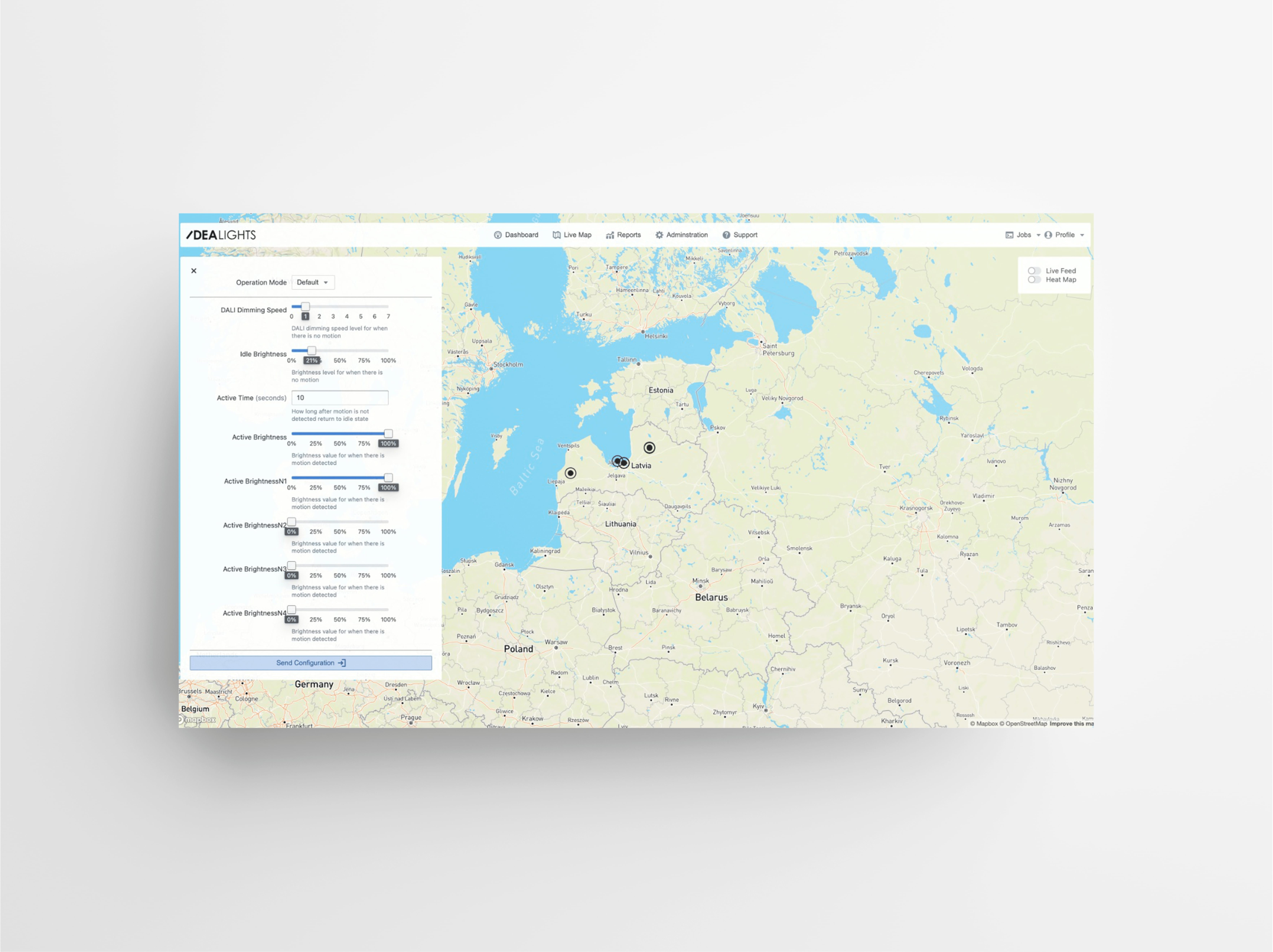 Screenshot of Idea Lights web platform.